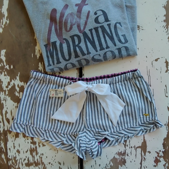 PINK Victoria's Secret Other - PINK VS Gray, Sparkly Gold & White Stripes -  NWT!